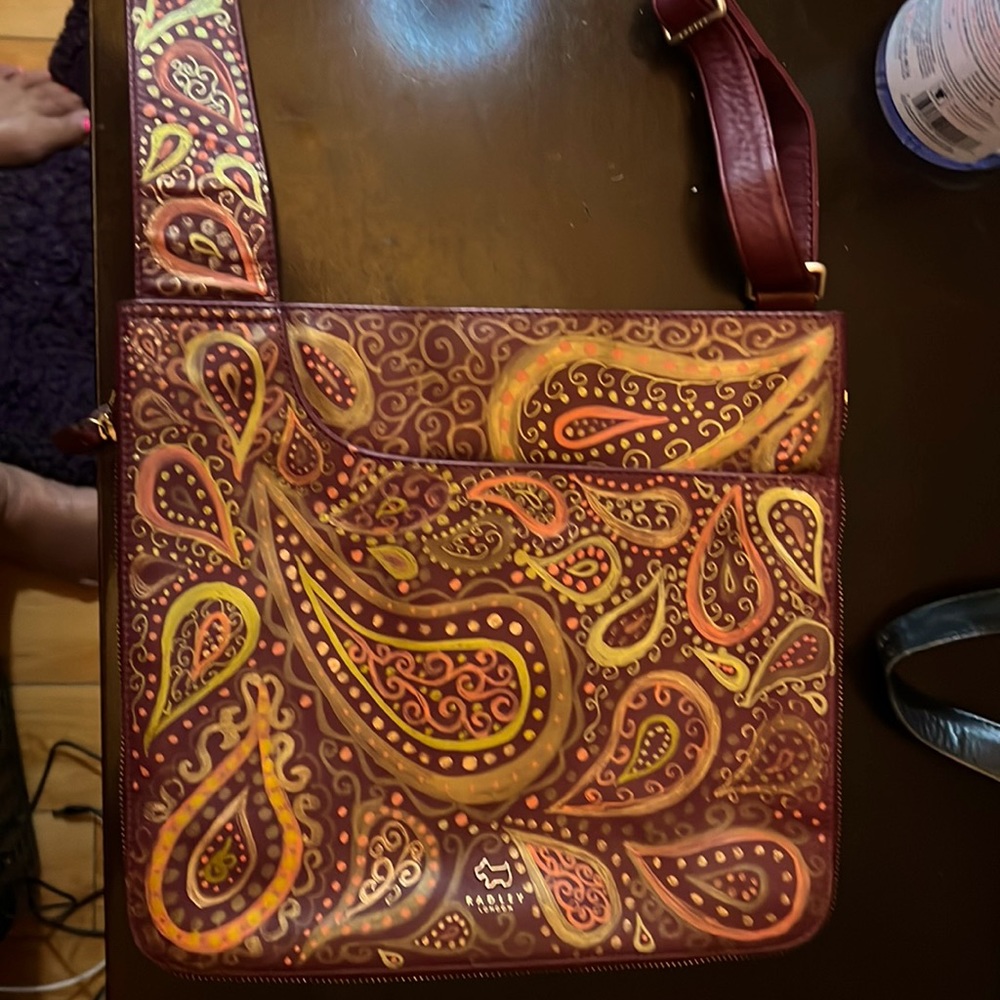 Hand painted leather Radley crossbody bag